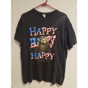 DUCK DYNASTY T-SHIRT American Flag HAPPY HAPPY HAPPY PHIL ROBERTSON Size L